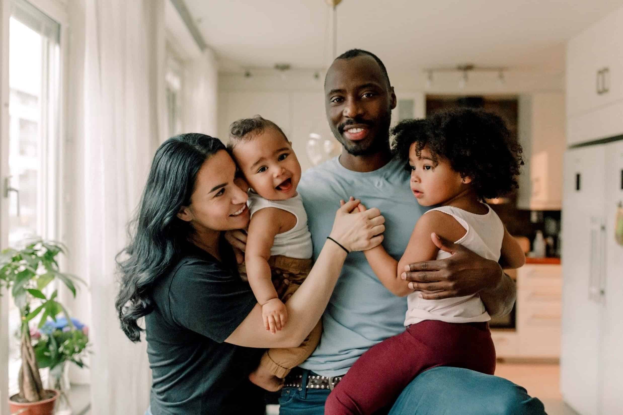 Family of 4 in the kitchen